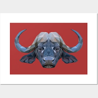 African buffalo Low Poly Art Posters and Art